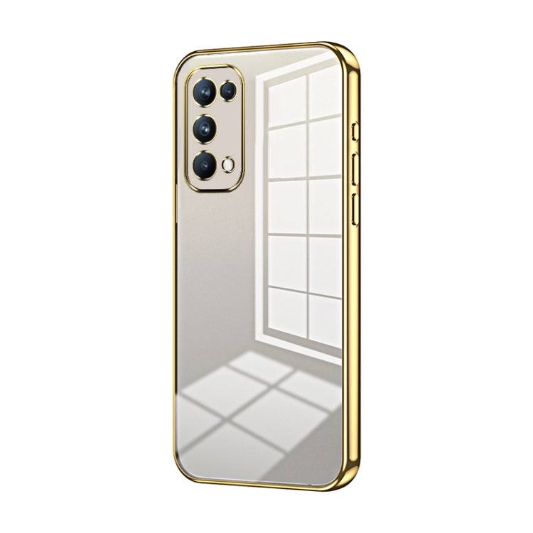 For OPPO Reno5 Pro Transparent Plating Fine Hole Phone Case(Gold)