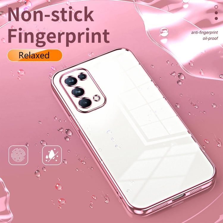 For OPPO Reno5 Pro Transparent Plating Fine Hole Phone Case(Blue)