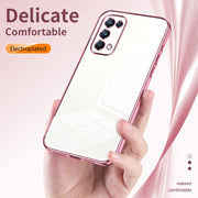 For OPPO Reno5 Pro Transparent Plating Fine Hole Phone Case(Silver)