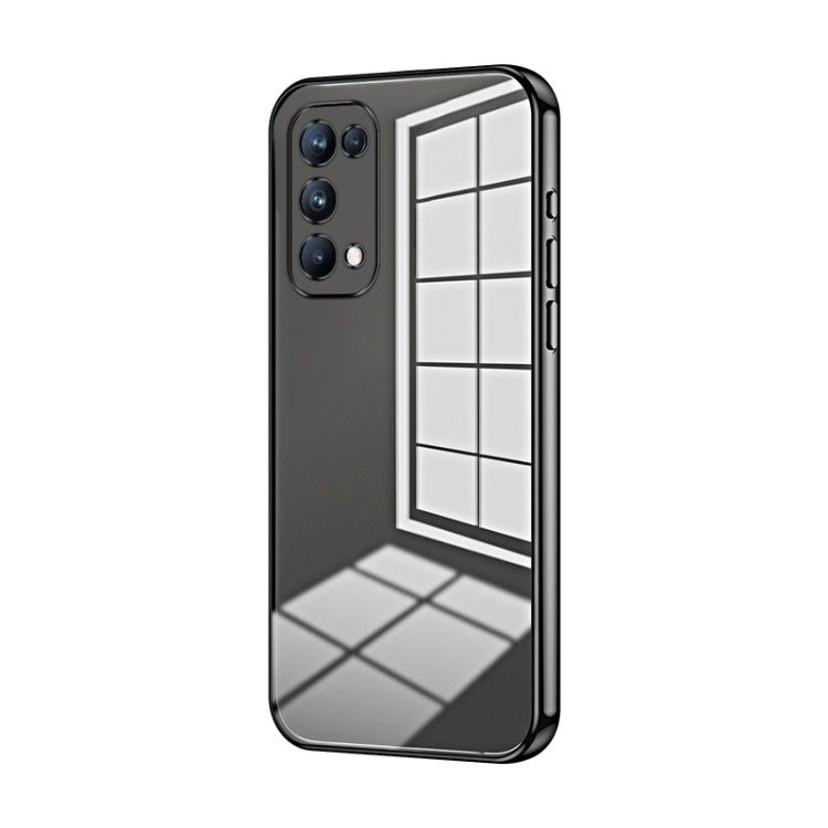 For OPPO Reno5 Pro Transparent Plating Fine Hole Phone Case(Black)