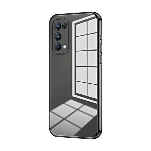 For OPPO Reno5 Pro Transparent Plating Fine Hole Phone Case(Black)