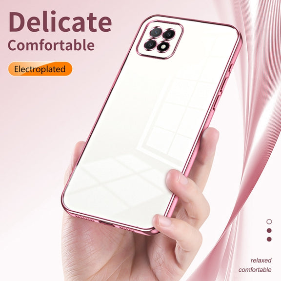 For OPPO A72 5G / A73 5G Transparent Plating Fine Hole Phone Case(Black)
