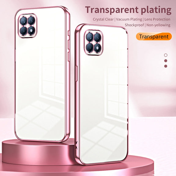 For OPPO Reno4 SE Transparent Plating Fine Hole Phone Case(Black)