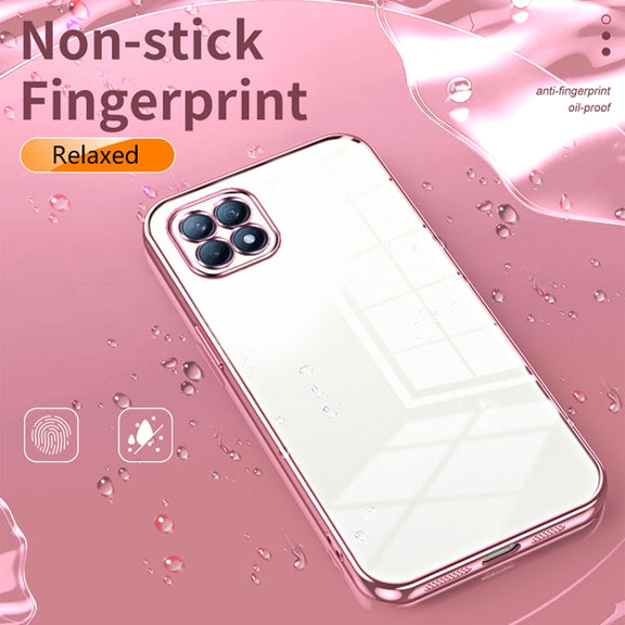 For OPPO Reno4 SE Transparent Plating Fine Hole Phone Case(Black)
