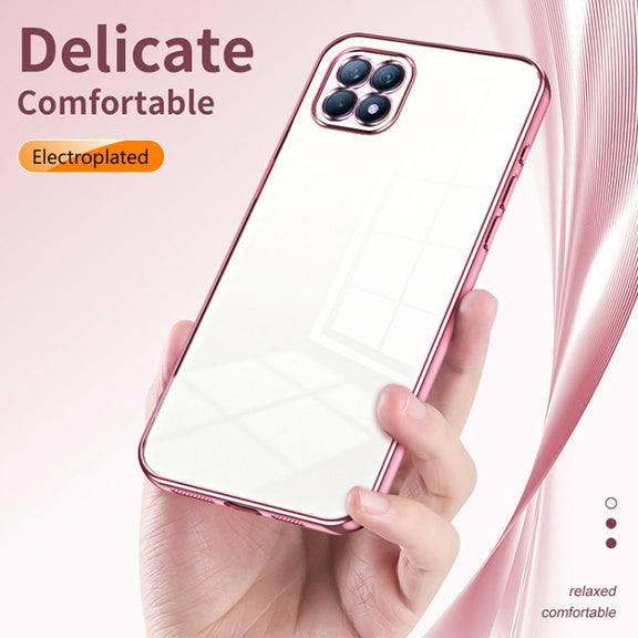 For OPPO Reno4 SE Transparent Plating Fine Hole Phone Case(Black)