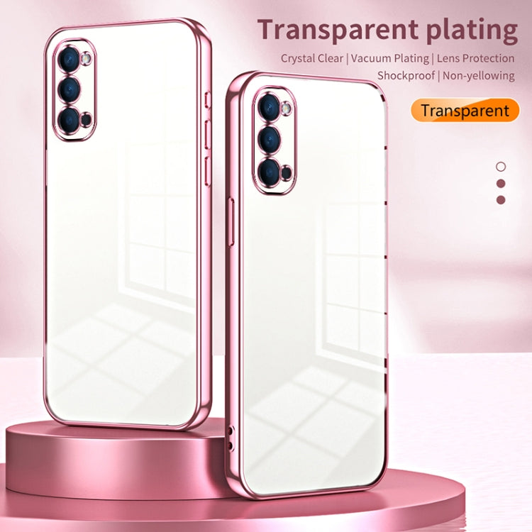 For OPPO Reno4 Transparent Plating Fine Hole Phone Case(Green)