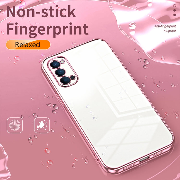 For OPPO Reno4 Transparent Plating Fine Hole Phone Case(Green)