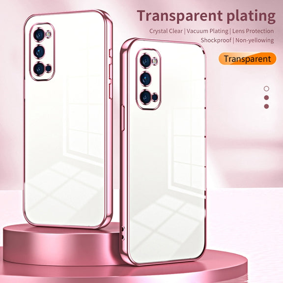 For OPPO Reno4 Pro Transparent Plating Fine Hole Phone Case(Silver)