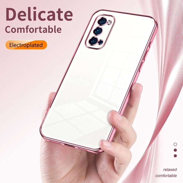For OPPO Reno4 Pro Transparent Plating Fine Hole Phone Case(Silver)