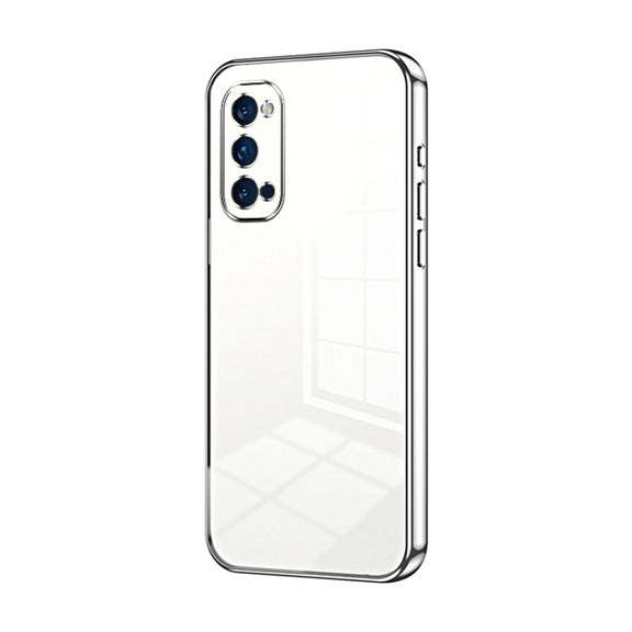 For OPPO Reno4 Pro Transparent Plating Fine Hole Phone Case(Silver)