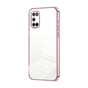 For OPPO A52 / A72 / A92 Transparent Plating Fine Hole Phone Case(Pink)