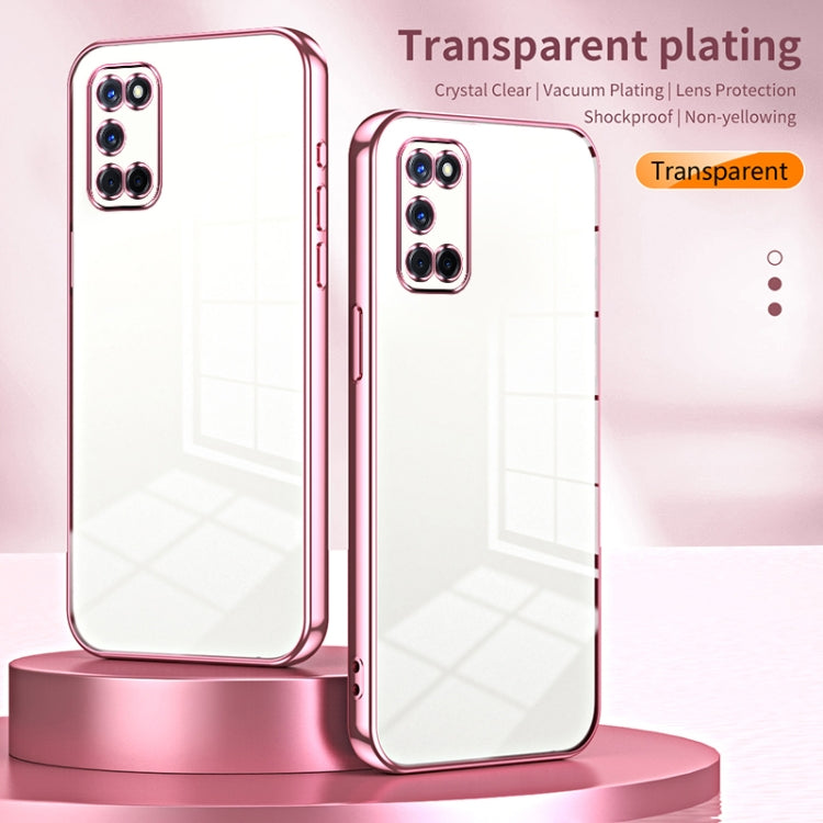For OPPO A52 / A72 / A92 Transparent Plating Fine Hole Phone Case(Silver)