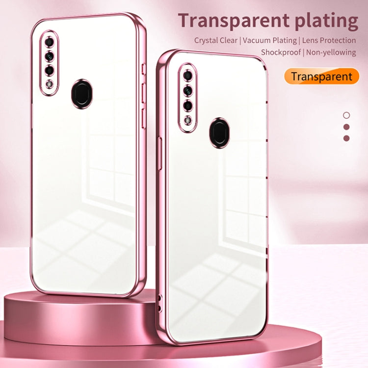 For OPPO A8 / A31 2020 Transparent Plating Fine Hole Phone Case(Silver)
