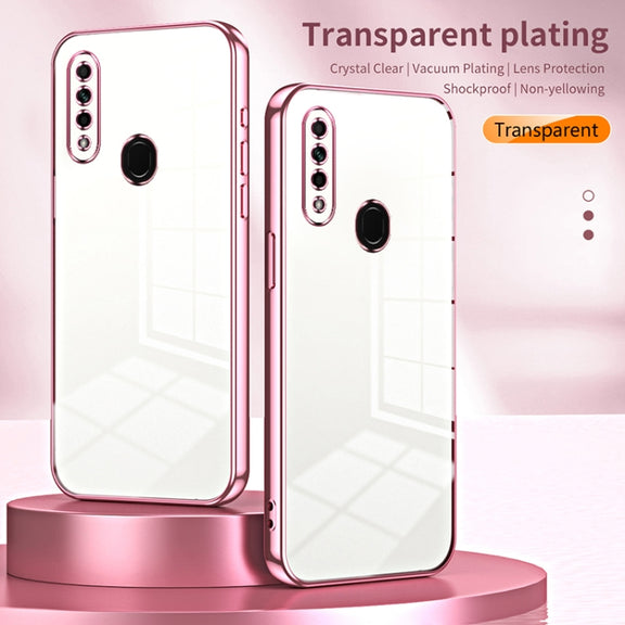 For OPPO A8 / A31 2020 Transparent Plating Fine Hole Phone Case(Silver)