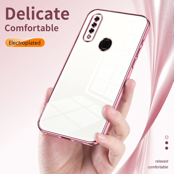 For OPPO A8 / A31 2020 Transparent Plating Fine Hole Phone Case(Black)