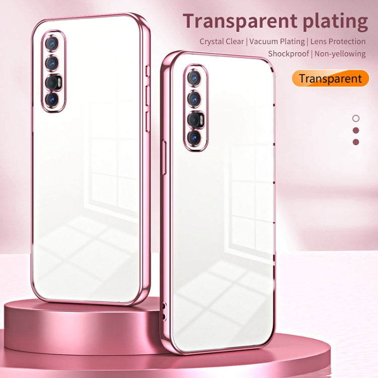 For OPPO Reno3 Pro Transparent Plating Fine Hole Phone Case(Blue)