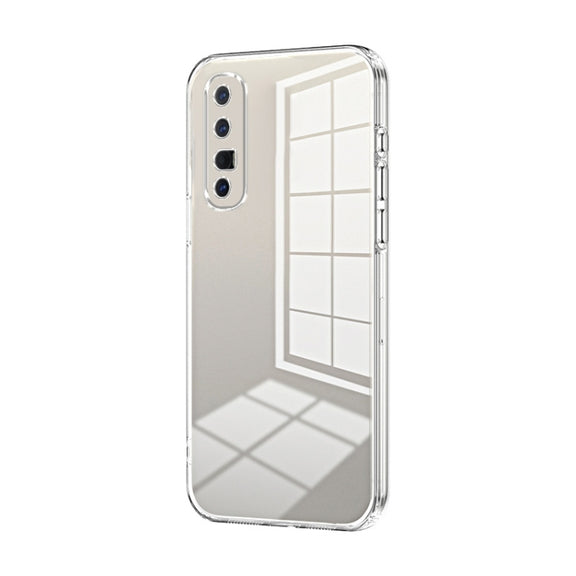 For OPPO Reno3 Pro Transparent Plating Fine Hole Phone Case(Transparent)