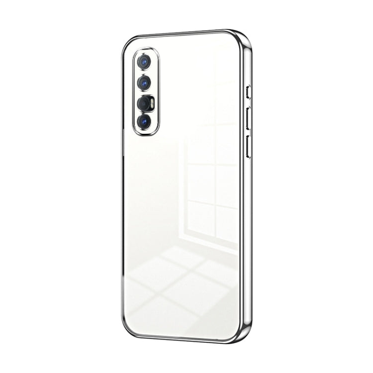 For OPPO Reno3 Pro Transparent Plating Fine Hole Phone Case(Silver)