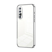 For OPPO Reno3 Pro Transparent Plating Fine Hole Phone Case(Silver)