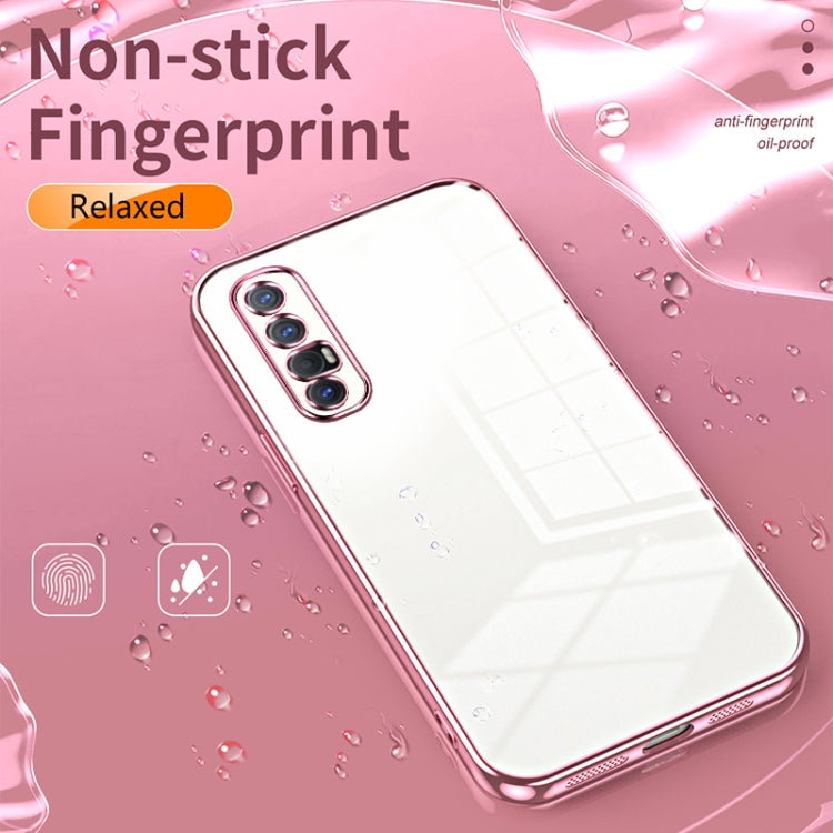 For OPPO Reno3 Pro Transparent Plating Fine Hole Phone Case(Silver)