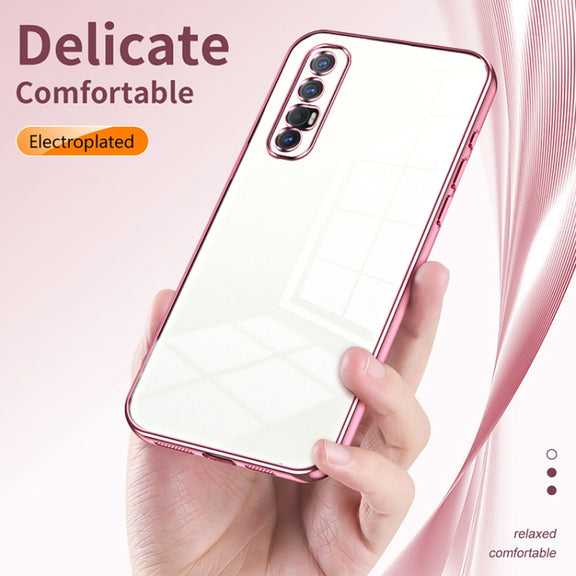 For OPPO Reno3 Pro Transparent Plating Fine Hole Phone Case(Silver)