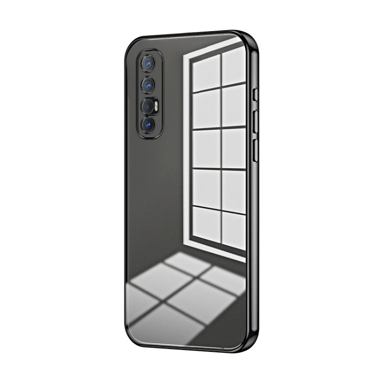 For OPPO Reno3 Pro Transparent Plating Fine Hole Phone Case(Black)