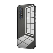 For OPPO Reno3 Pro Transparent Plating Fine Hole Phone Case(Black)