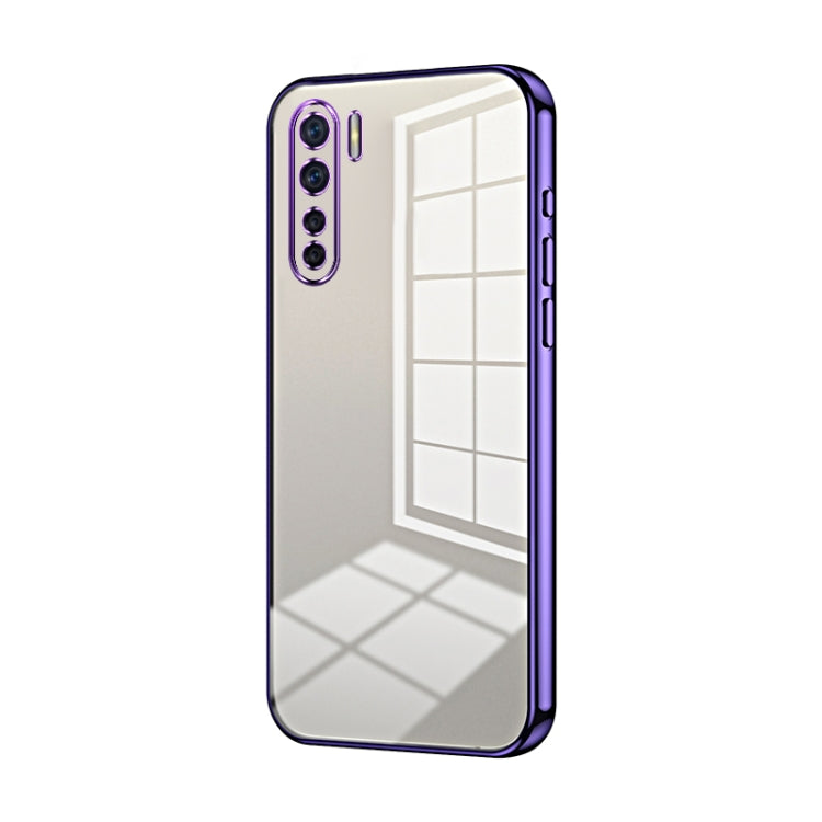 For OPPO A91 Transparent Plating Fine Hole Phone Case(Purple)