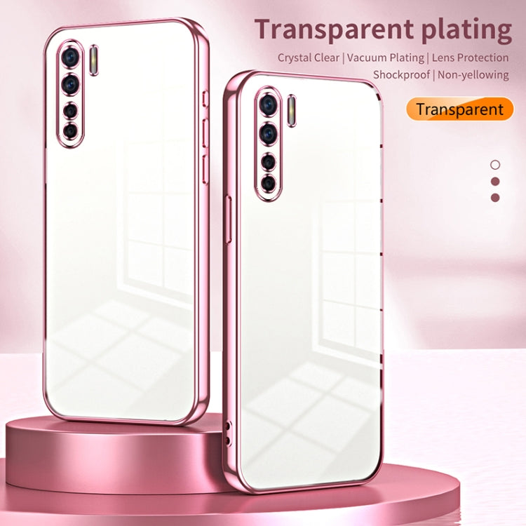 For OPPO A91 Transparent Plating Fine Hole Phone Case(Gold)
