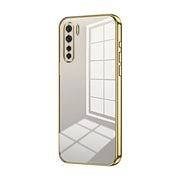 For OPPO A91 Transparent Plating Fine Hole Phone Case(Gold)