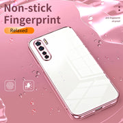 For OPPO A91 Transparent Plating Fine Hole Phone Case(Blue)