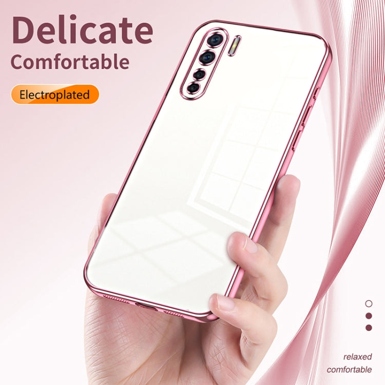 For OPPO A91 Transparent Plating Fine Hole Phone Case(Silver)
