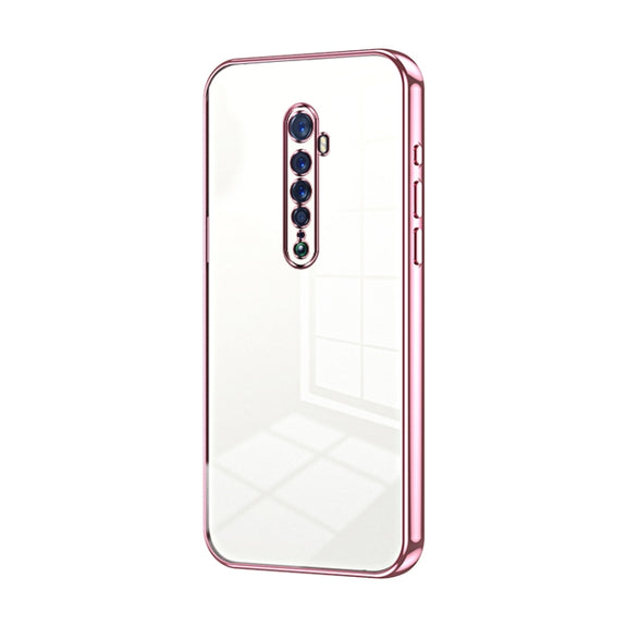 For OPPO Reno2 Transparent Plating Fine Hole Phone Case(Pink)