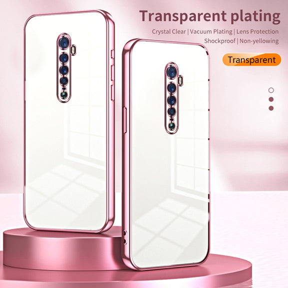 For OPPO Reno2 Transparent Plating Fine Hole Phone Case(Gold)