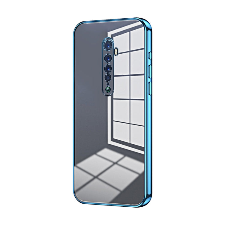 For OPPO Reno2 Transparent Plating Fine Hole Phone Case(Blue)