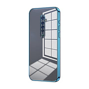 For OPPO Reno2 Transparent Plating Fine Hole Phone Case(Blue)