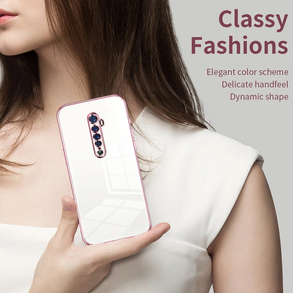 For OPPO Reno2 Transparent Plating Fine Hole Phone Case(Blue)