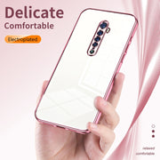 For OPPO Reno2 Transparent Plating Fine Hole Phone Case(Blue)