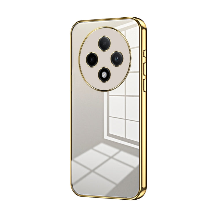 For OPPO A3 Pro Transparent Plating Fine Hole Phone Case(Gold)