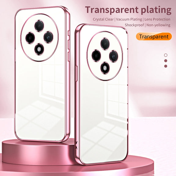 For OPPO A3 Pro Transparent Plating Fine Hole Phone Case(Gold)