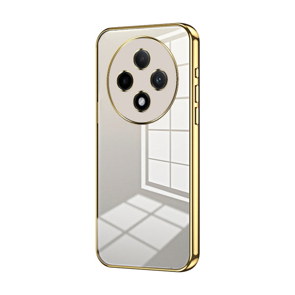For OPPO A3 Pro Transparent Plating Fine Hole Phone Case(Gold)