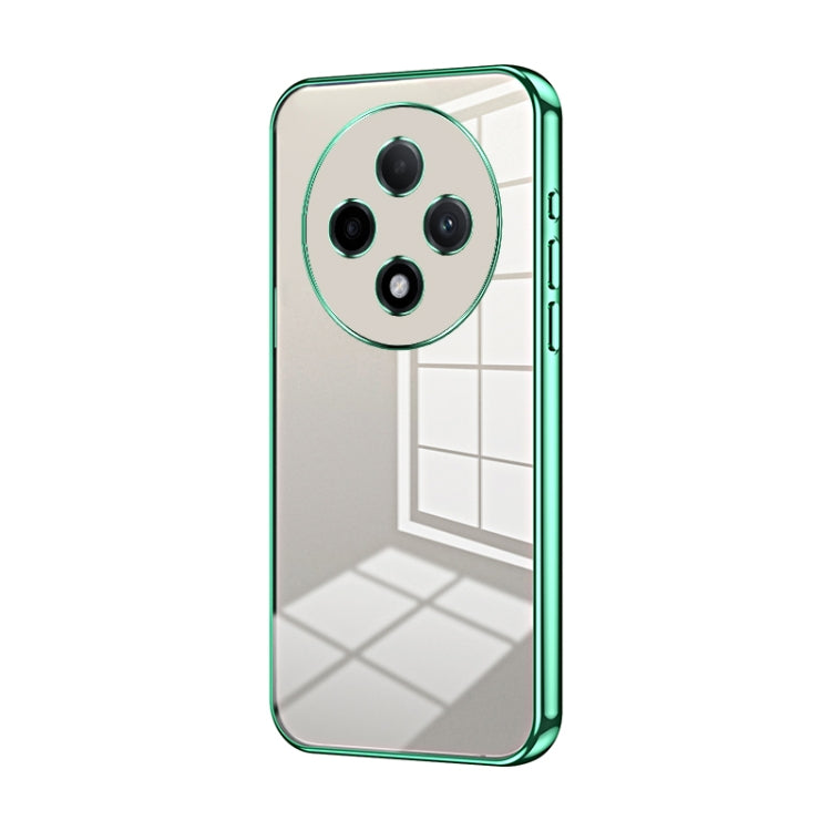 For OPPO A3 Pro Transparent Plating Fine Hole Phone Case(Green)