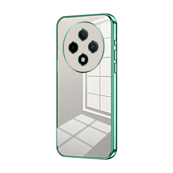 For OPPO A3 Pro Transparent Plating Fine Hole Phone Case(Green)