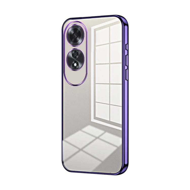 For OPPO A60 Transparent Plating Fine Hole Phone Case(Purple)