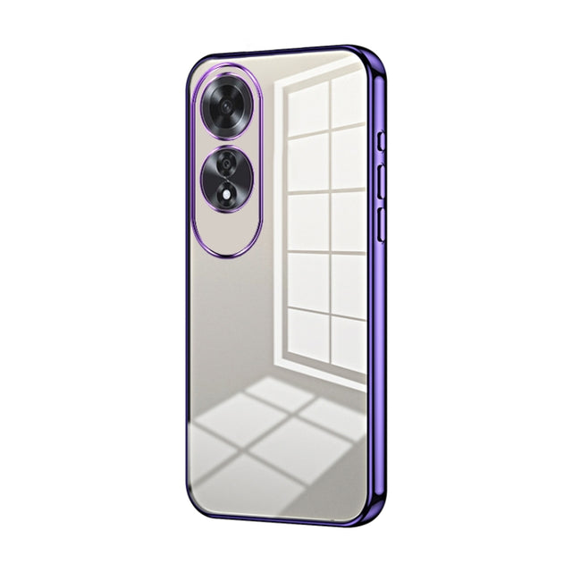 For OPPO A60 Transparent Plating Fine Hole Phone Case(Purple)