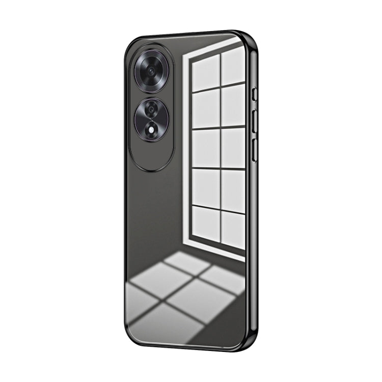 For OPPO A60 Transparent Plating Fine Hole Phone Case(Black)