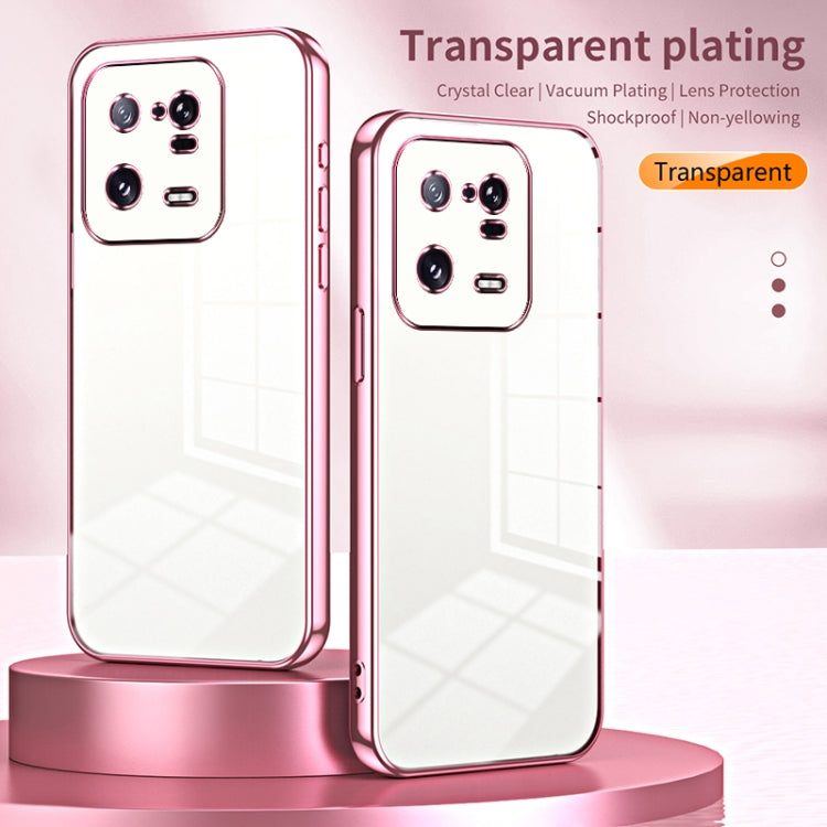 For Xiaomi 13 Pro Transparent Plating Fine Hole Phone Case(Pink)