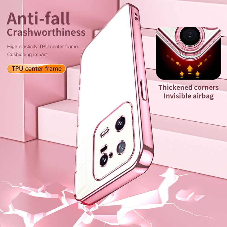 For Xiaomi 13 Pro Transparent Plating Fine Hole Phone Case(Pink)