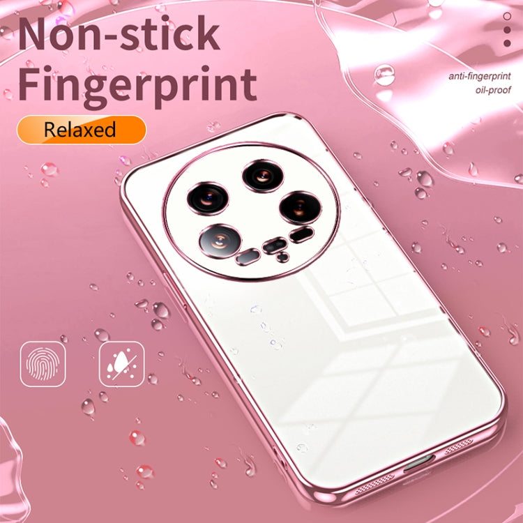 For Xiaomi 14 Ultra Transparent Plating Fine Hole Phone Case(Black)