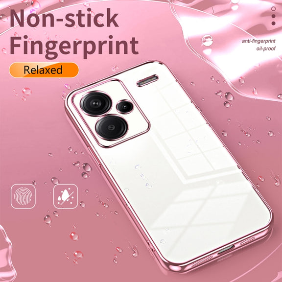 For Xiaomi Redmi Note 13 Pro+ Transparent Plating Fine Hole Phone Case(Gold)